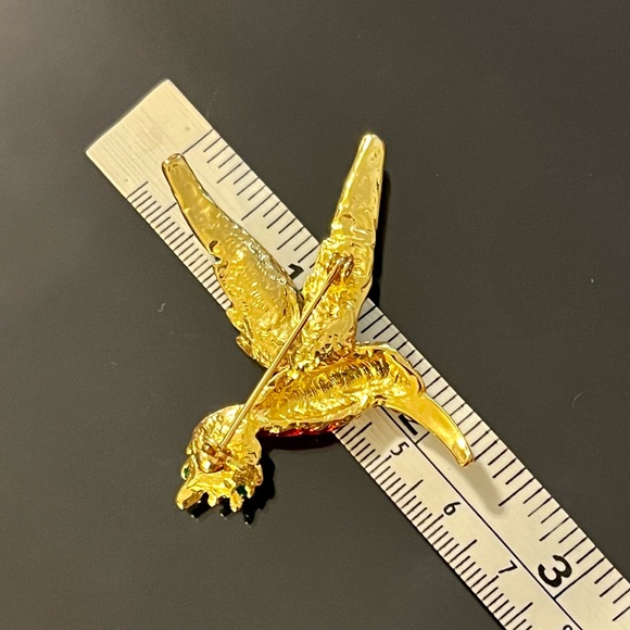 Vintage Enamel with Rhinestones Hummingbird Brooch - Picture 11 of 14